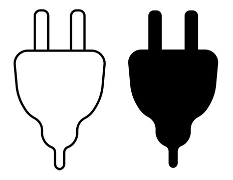 Outline and solid black electrical plug icons