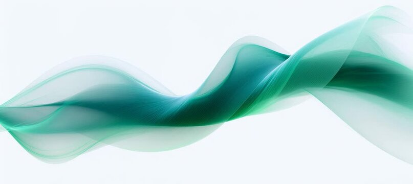 Green silk satin fabric wave motion. Generative video AI technology.	
