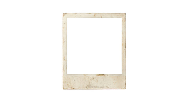 Old grunge polaroid photo frame isolated on white isolated on transparent background