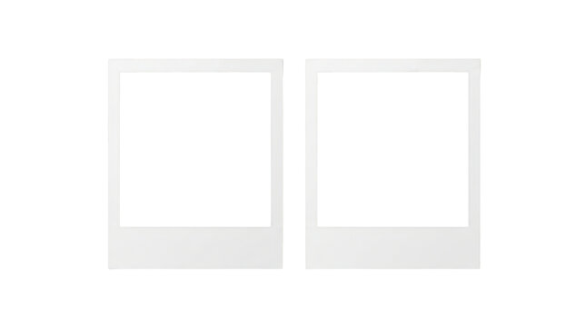 Two instant photo frames isolated on transparent background