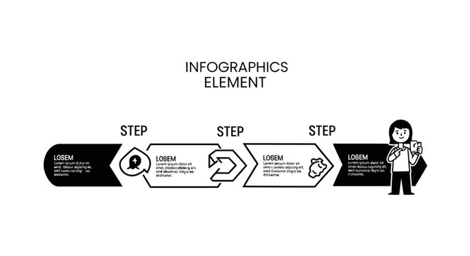 Infographic element with cartoon character.