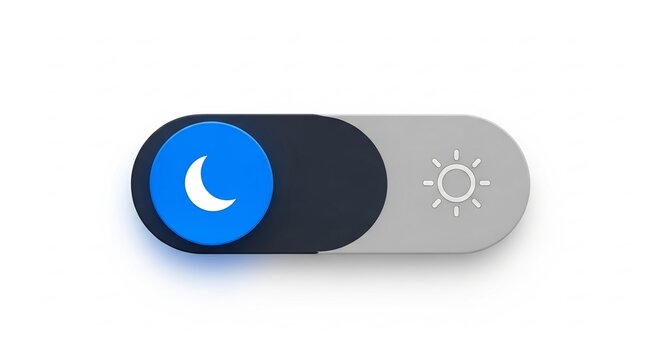 Night Mode Toggle Switch: A toggle switch is shown in night mode, depicting a crescent moon on the left side, indicating the active dark theme.