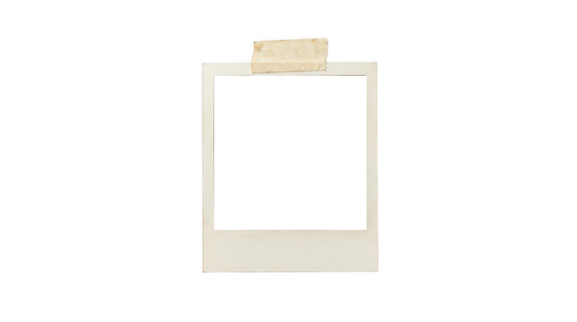 Old photo frame taped on transparent background