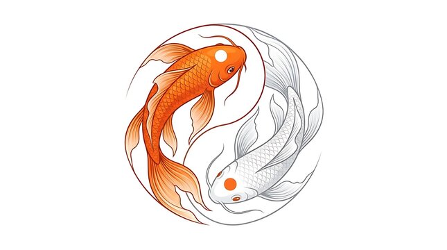 Yin yang koi fish vector illustration in circular motion