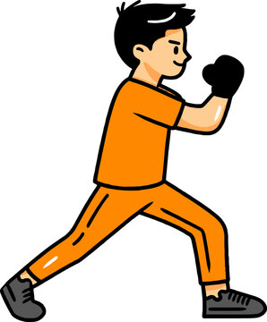 Cute Male Boxer in Fighting Stance Wearing Gloves