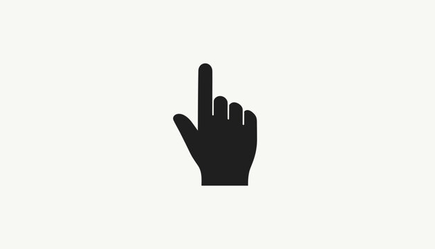 Clean silhouette of a hand pointer icon with index finger raised, perfect for digital interface and click actions.