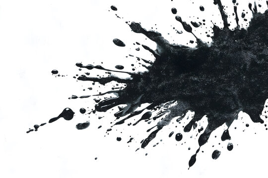Black watercolor texture splash or painted isolated on white background. Background Abstract Texture. Spread throughout area wall art. Realistic color clipart template pattern.	