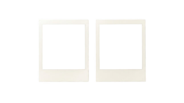 Two blank instant photo frames with copy space, isolated on transparent background