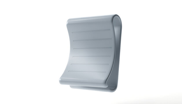 3D rendered icon of a curved professional document isolated on a white background