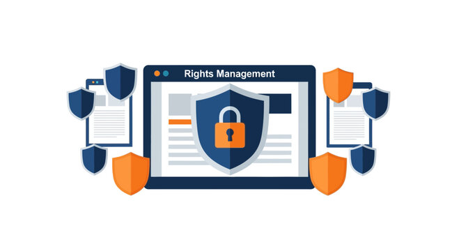 Digital Rights Management and Intellectual Property Protection Concept Illustration