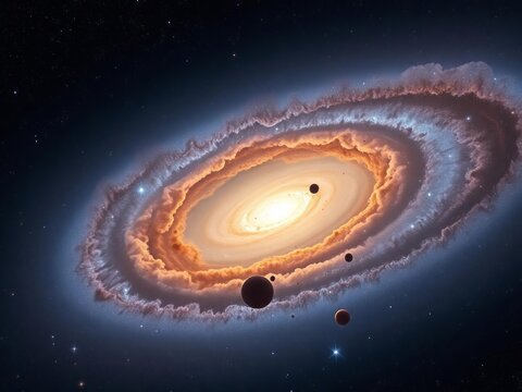 Dusty nebulae swirl around massive stars in the Andromeda galaxy's vast expanse, celestial, stars