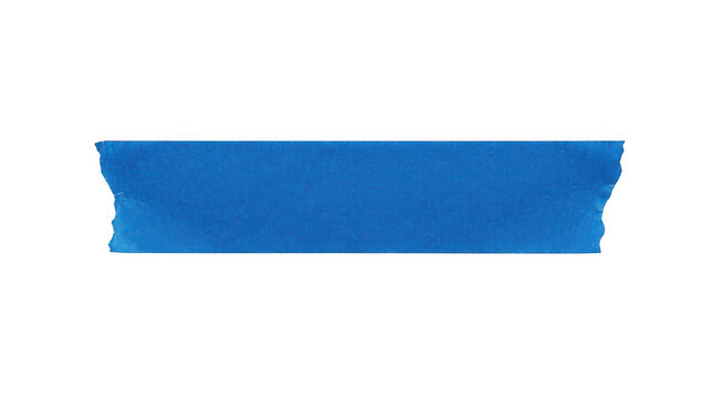 Piece of blue painters masking tape isolated on white isolated on transparent background