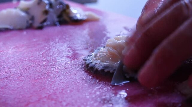 Korean Abalone Course Meal Abalone Galbijjim Abalone Sashimi Preparation Seafood Table Korea 전복 한정식 전복갈비찜 전복회 손질 수산물 상차림 한국