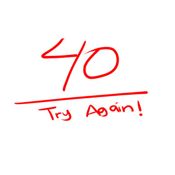 School Grade 40 Score Card with Try Again Text