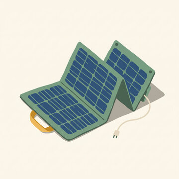 Foldable portable solar panel sustainable technology vector illustration