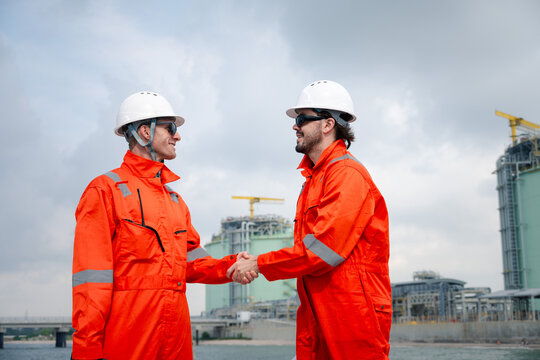 Petroleum engineers successfully carrying out work at a petroleum refinery.