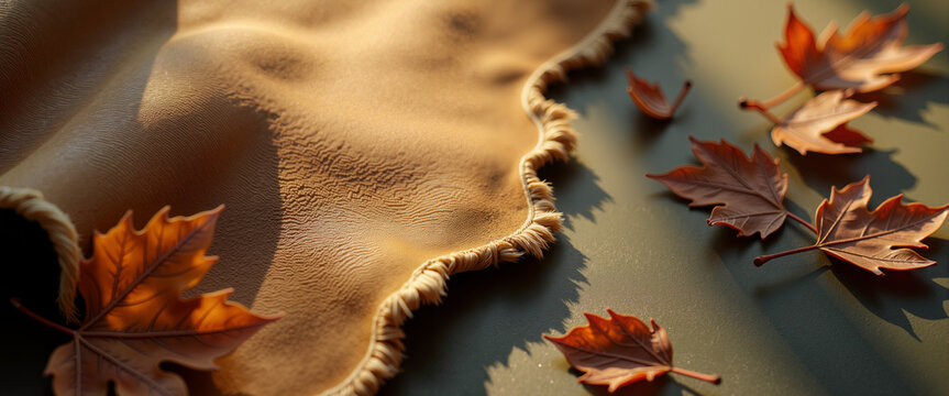 Hand-tanned deer hide with grain pattern for leathercraft blogs, rustic interior design, and traditional material backgrounds