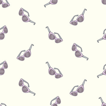 Seamless pattern of cute pastel sunglasses, summer fashion, vector illustration