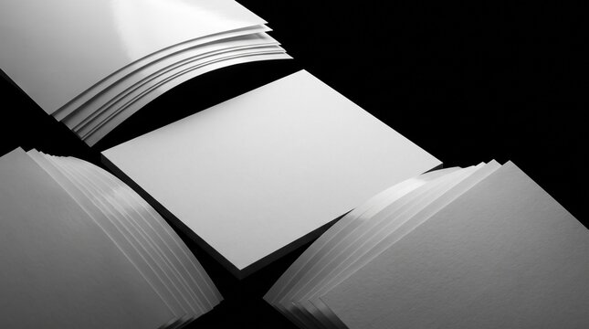 Premium glossy photo paper stack on black background for printing, ideal for photo prints, art prints, brochure, magazine, portfolio and professional commercial printing with vivid sharp color result.