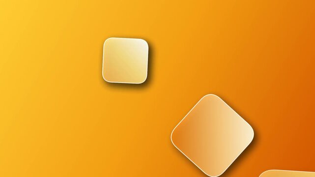 Geometric shapes moving on bright orange gradient background.