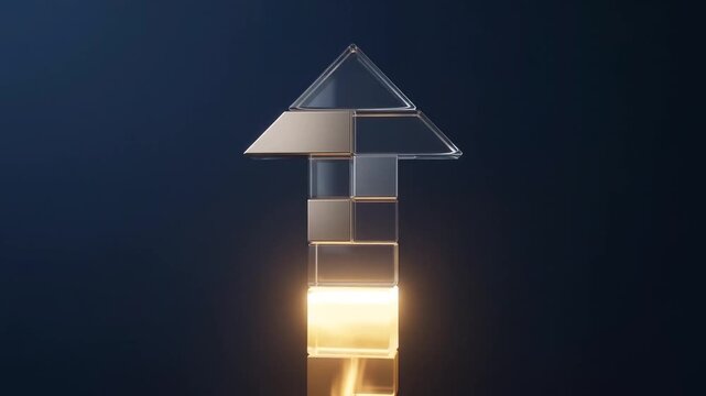 Modular Blocks Assemble into a Glowing Upward Growth Arrow