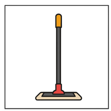 Flat mop with orange handle