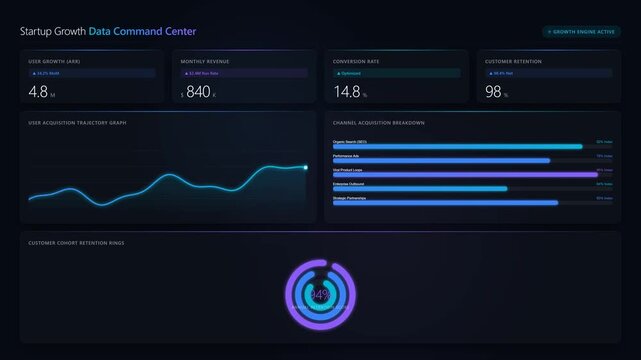 Futuristic Digital Dashboard UI with Animated Graphs and Data Analysis