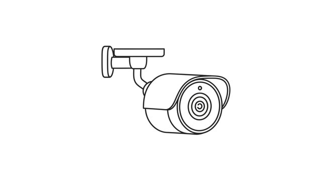 Security camera icon line art vector for surveillance and safety