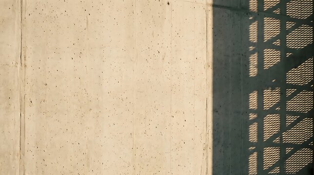 Perforated Facade Geometric Shadow Play on Minimalist Raw Concrete Wall