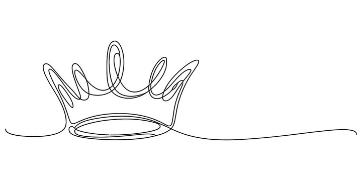 A single continuous line drawing of a royal crown shape for a minimalist design project or a simple creative logo concept isolated on transparent background