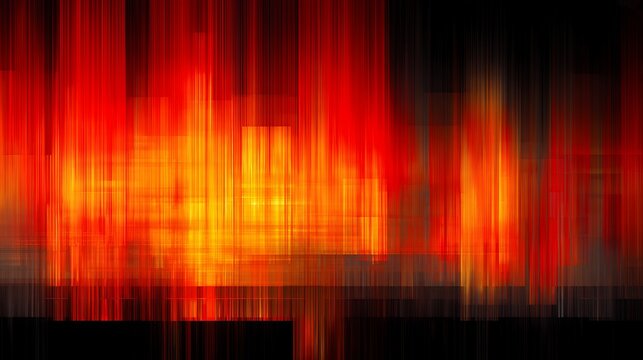 Intense fiery red and orange vertical light streaks abstract glitch texture for dramatic digital art and dynamic technology backgrounds