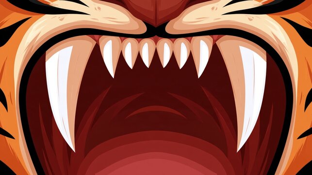 Growth of a top job candidate shown through fierce tiger roaring with sharp fangs and powerful mouth