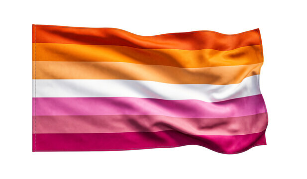 Lesbian pride flag waving on transparent background for community events and social media.