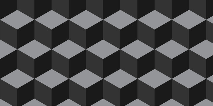 Seamless abstract square black grid tiles cubic square shape diamond contour texture. cube geometric wall and floor diamond hexagon triangle wallpaper background.