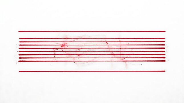 Minimalist abstract red lines pattern graphic artwork on white paper sheet background