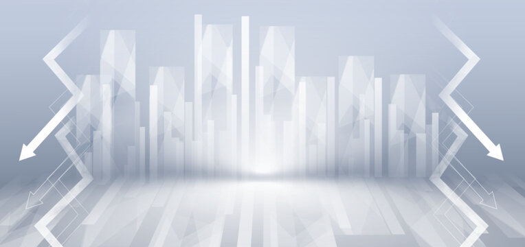 Finance chart stock market growth glowing light effect on white background.
