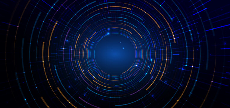 Abstract futuristic technology background featuring glowing circles lines.