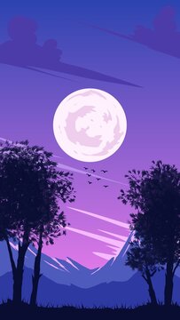 night landscape with moon vector art