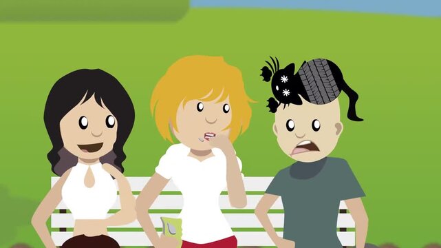 Three Friends Talking Together in a Park &ndash; Animated Social Interaction Scene
