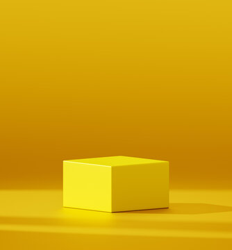 Yellow 3d podium background for product display presentation mockup and stage showcase