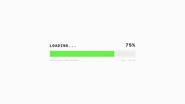 Minimalist progress bar with green loading indicator at seventy-five percent on white background, concept for digital download status, ideal for website interface design and app development.