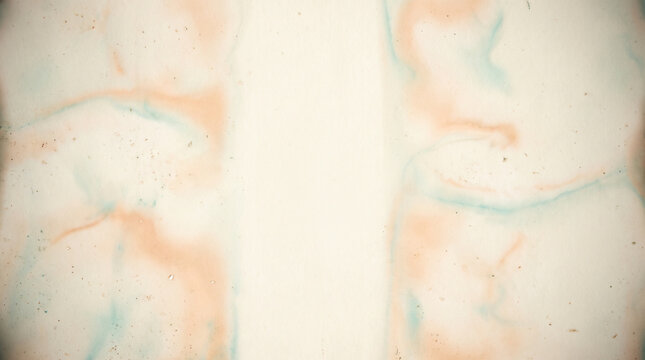 Symmetrical Peach and Blue Watercolor Wash Texture on Vintage Paper Background