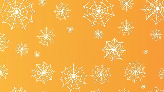 Abstract golden snowflakes pattern on a bright orange background