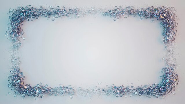 Rectangular frame made of scattered sparkling diamonds and crystals
