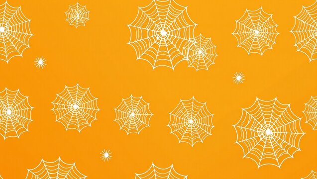 Seamless pattern with spider webs on a bright orange background for halloween design