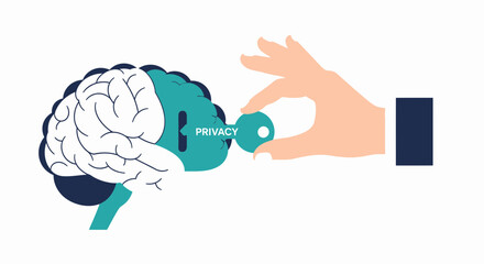 Obraz premium Mental Privacy and Brain Security Concept Vector Illustration