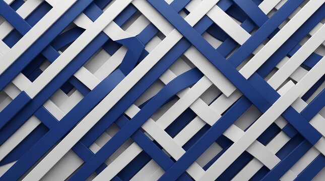 白と青のラインが交差する立体的な格子柄の背景素材