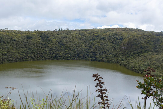 Lake guatavita crater lagoon with muisca history