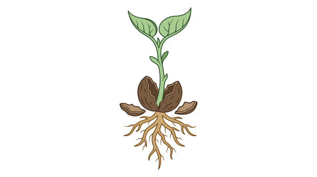 Sprouting Seed Vector Illustration