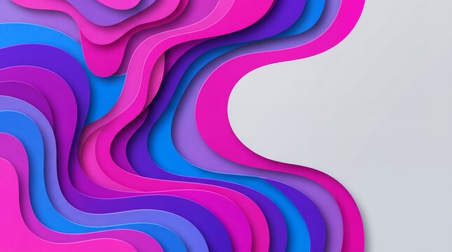 カラフルなペーパーカット風の立体的なウェーブ背景素材